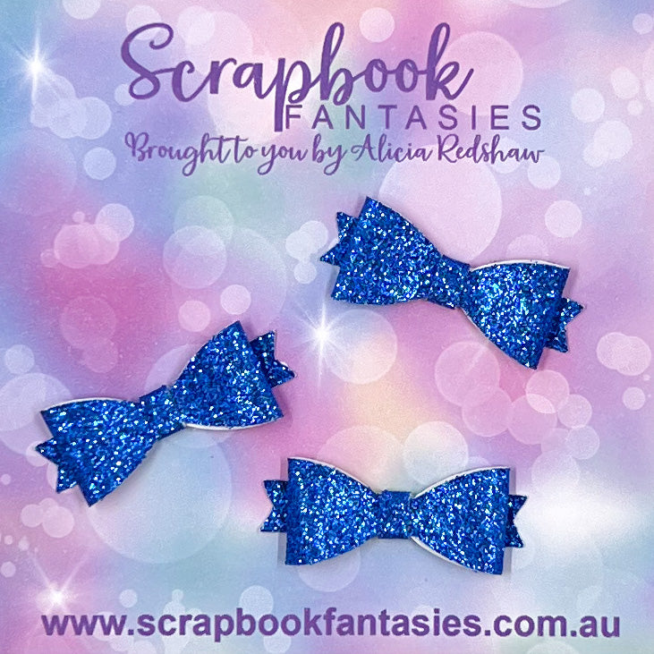 Handmade Royal Blue Sparkly Mini Glitter Bows (3 pack) by Naomi-Jon Redshaw