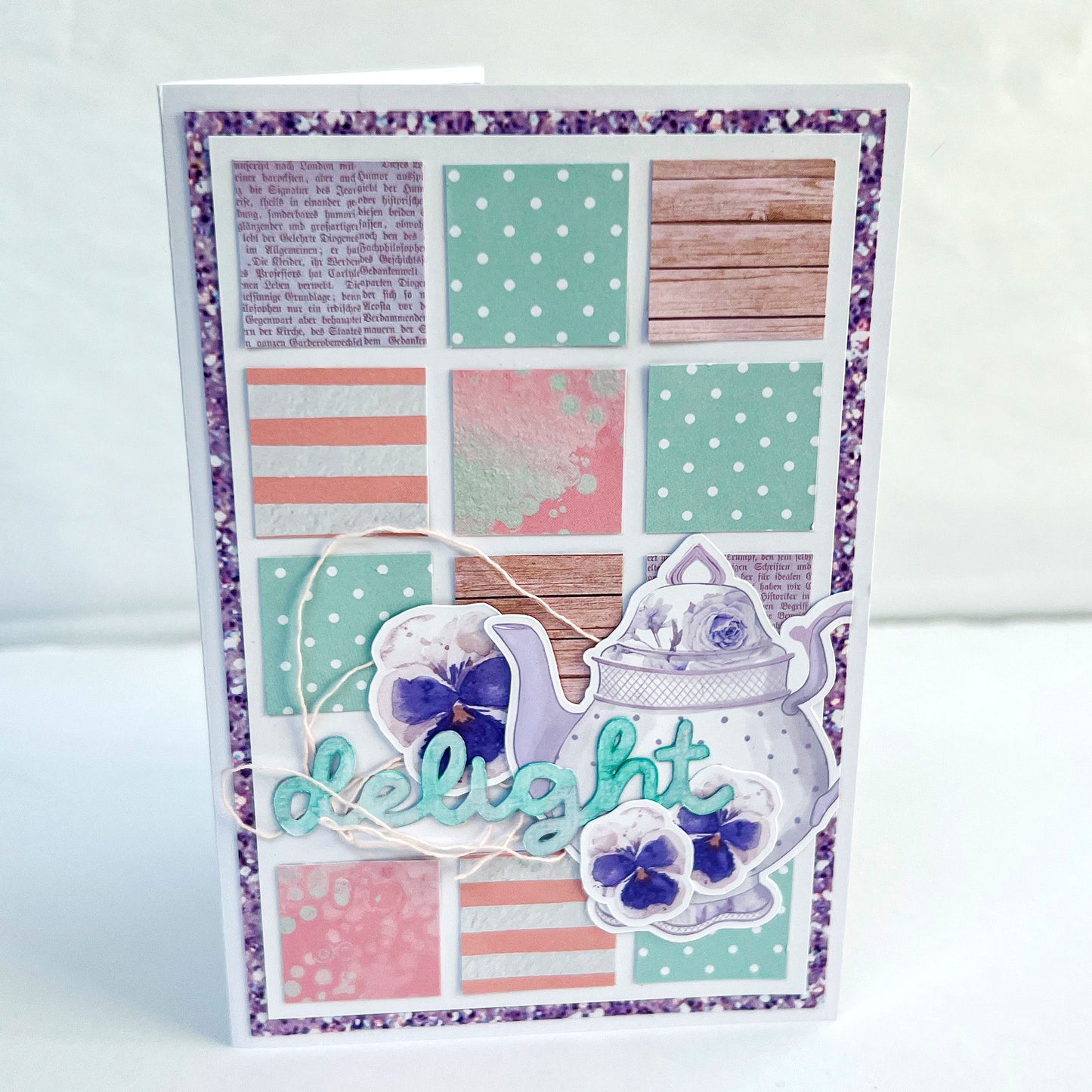 Alice's Tea Party - delight (mini script - 3 pack) 3"x0.75" White Linen Cardstock Title-Cut - Designed by Alicia Redshaw