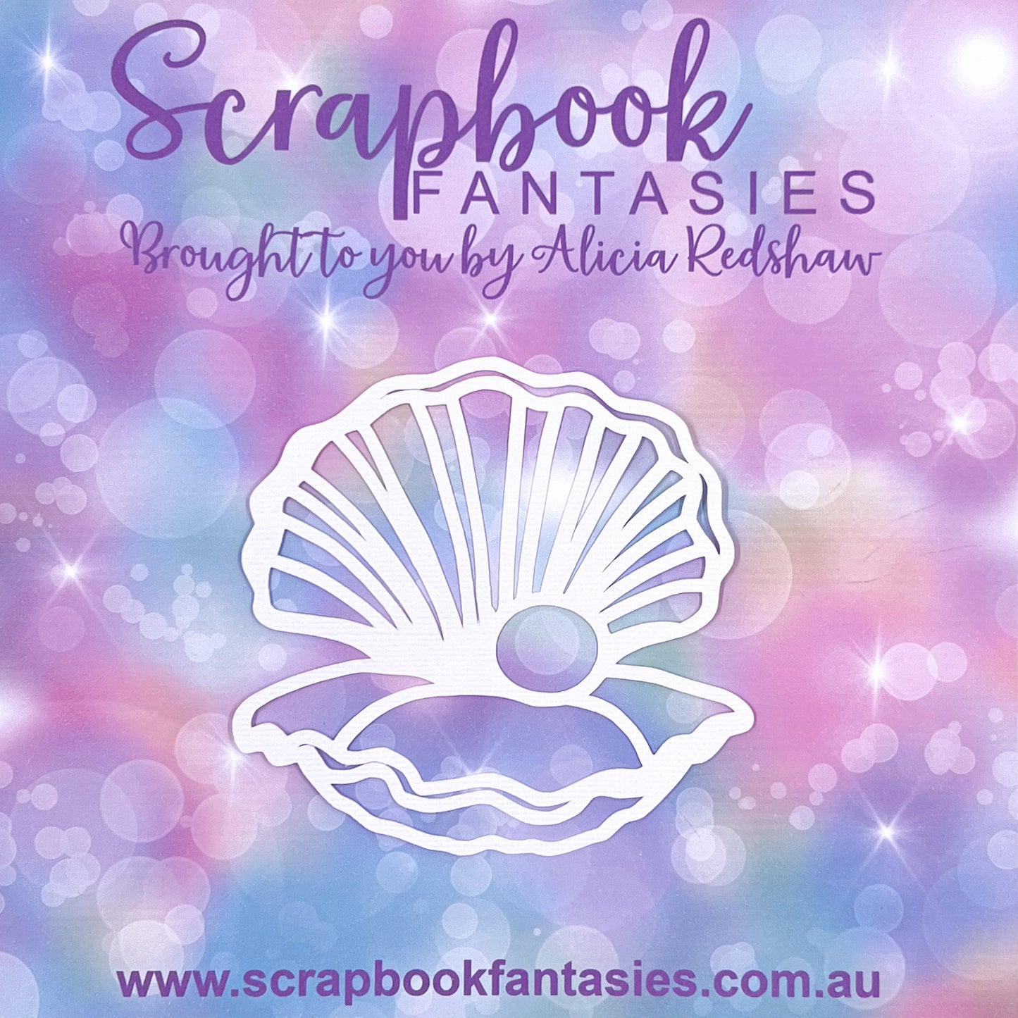 Mermaid Wishes - Clam Shell 4"x3" White Linen Cardstock Picture-Cut - Designed by Alicia Redshaw