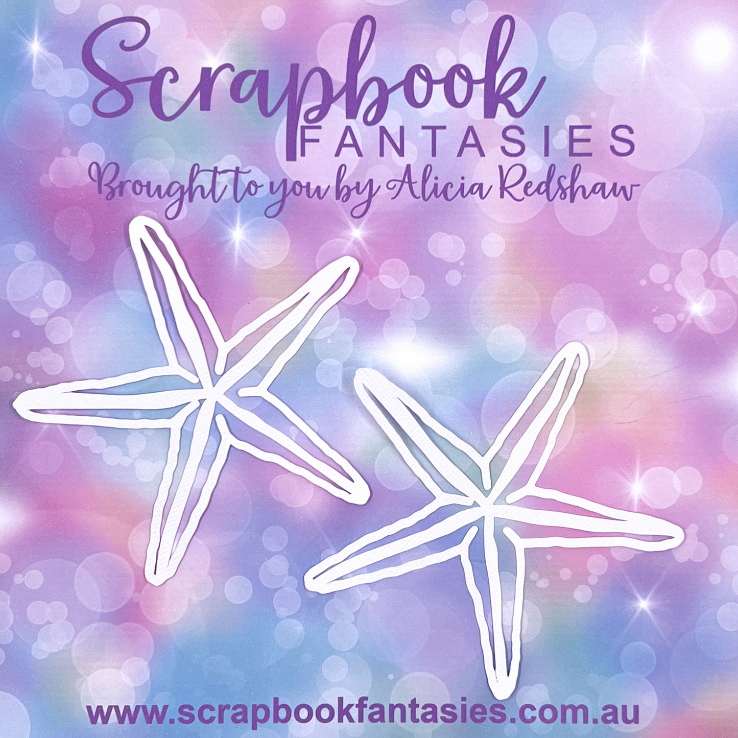 Mermaid Wishes - Starfish (2 pack) 3.5"x3.5" White Linen Cardstock Picture-Cut - Designed by Alicia Redshaw