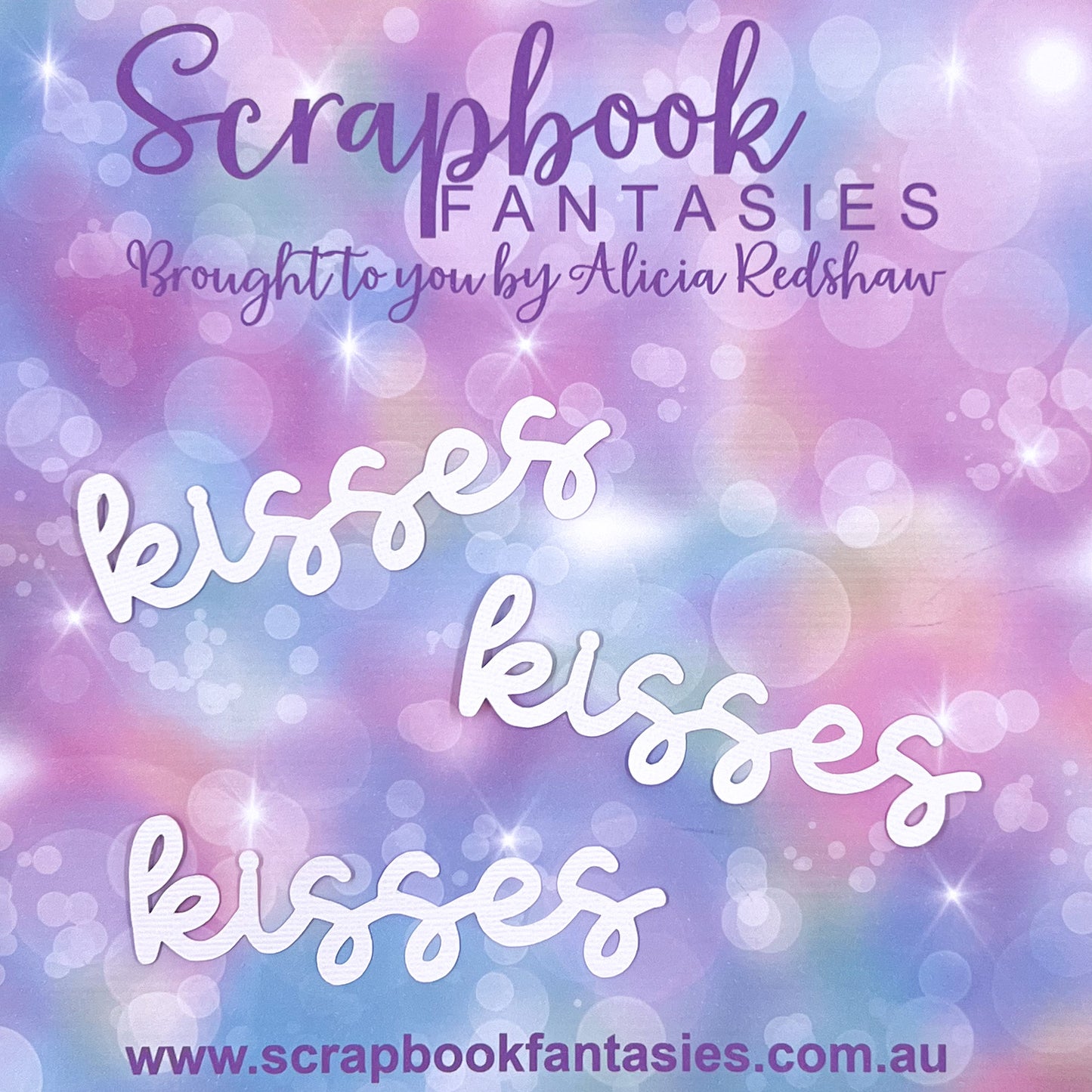 Mermaid Wishes - Kisses (medium - script - 3 pack) 3.75"x1.5" White Linen Cardstock Title-Cut - Designed by Alicia Redshaw