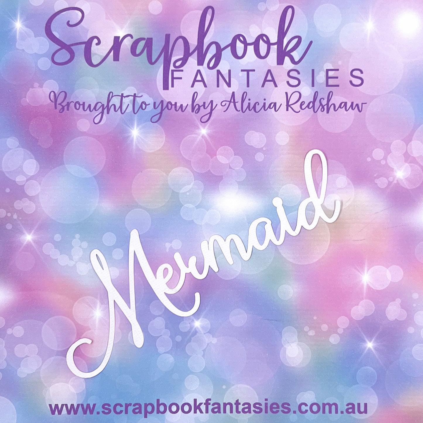 Mermaid Wishes - Mermaid (script) 6"x2.25" White Linen Cardstock Title-Cut - Designed by Alicia Redshaw
