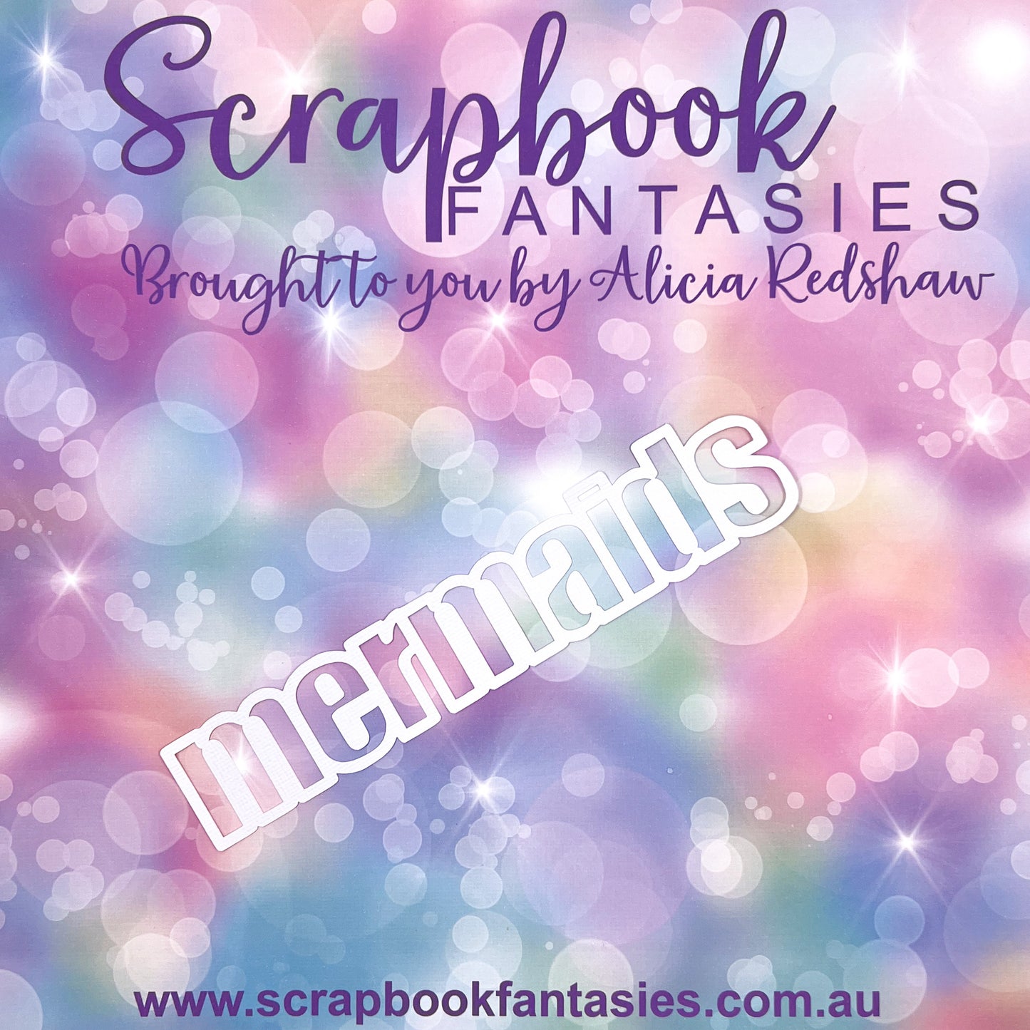 Mermaid Wishes - Mermaids (open) 7.75"x1.75" White Linen Cardstock Title-Cut - Designed by Alicia Redshaw