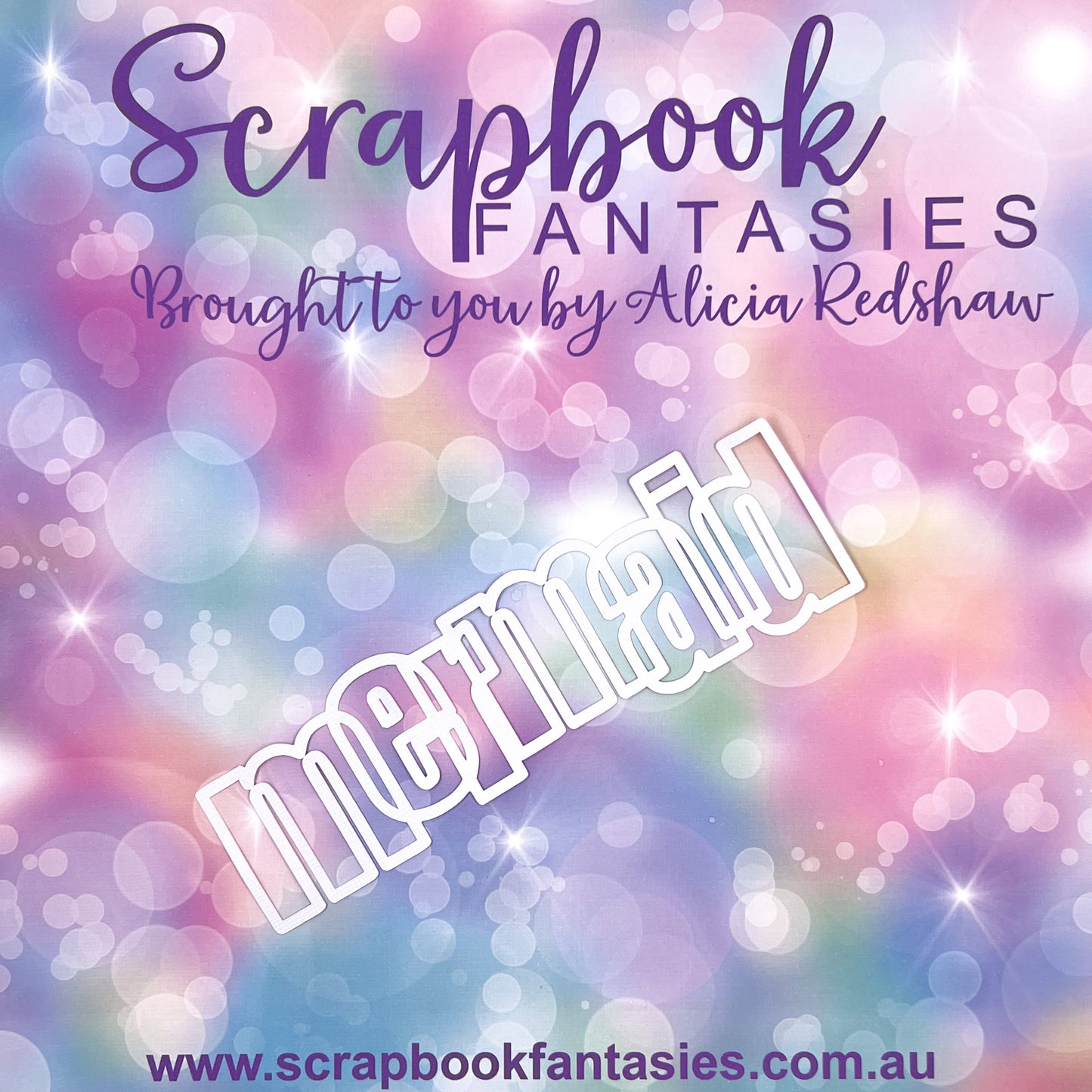 Mermaid Wishes - Mermaid (open) 7.25"x2.25" White Linen Cardstock Title-Cut - Designed by Alicia Redshaw