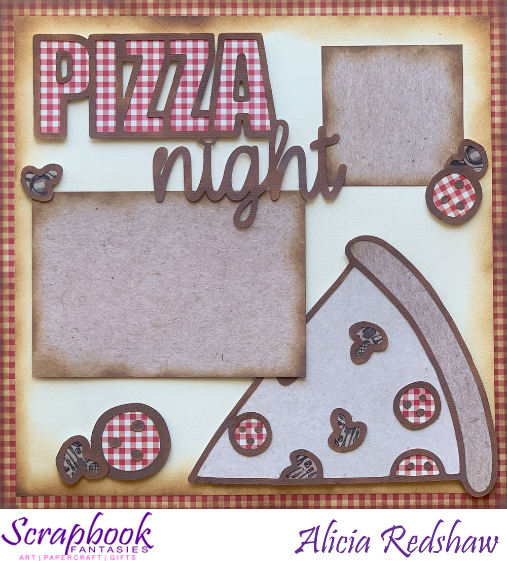 Pizza Night 12"x12" White Linen Project-Cut - Designed by Alicia Redshaw