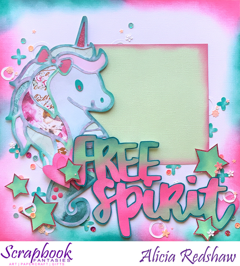 Sea-A-Corn Free Spirit 12"x12" Cutout Sheet - Designed by Alicia Redshaw