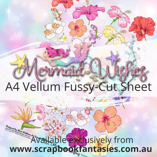 Mermaid Wishes A4 Vellum Colour Fussy-Cut Sheet - Flowers 13599