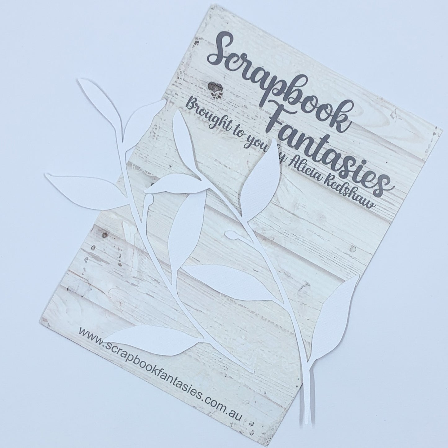 Runaway Princess - Leaf Sprigs (2 pack) 1.5"x6" White Linen Cardstock Picture-Cuts - Designed by Alicia Redshaw