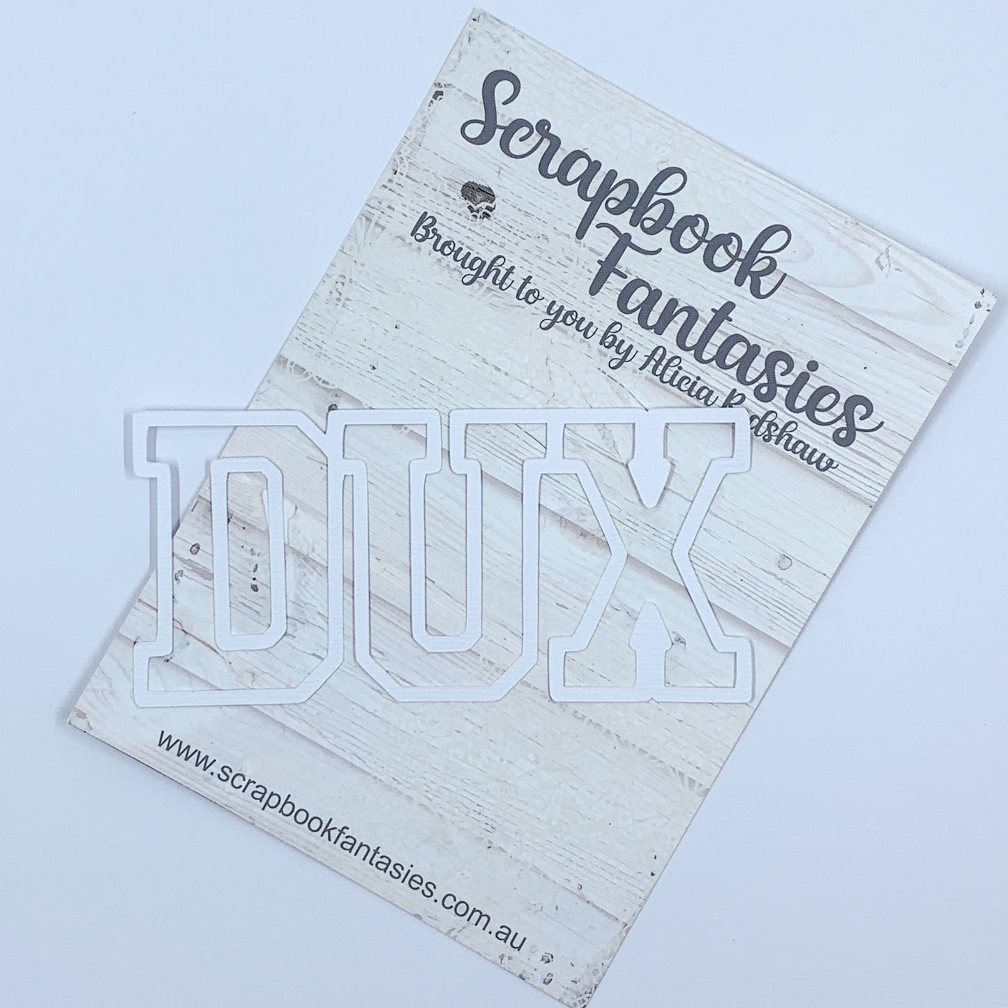 School Days - Dux (open) 2.25"x4.75" White Linen Cardstock Title-Cut - Designed by Alicia Redshaw