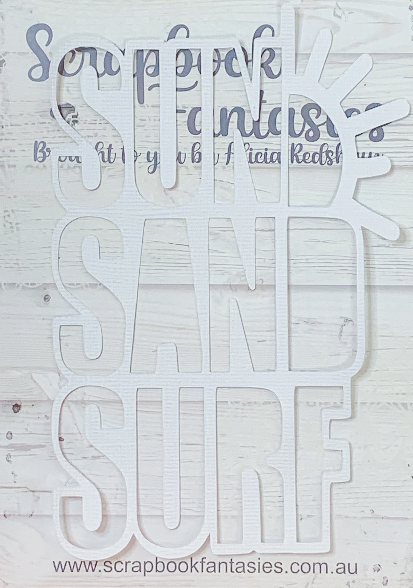 Sun Sand Surf 3.75"x5.75" White Linen Cardstock Title-Cut - Designed by Alicia Redshaw
