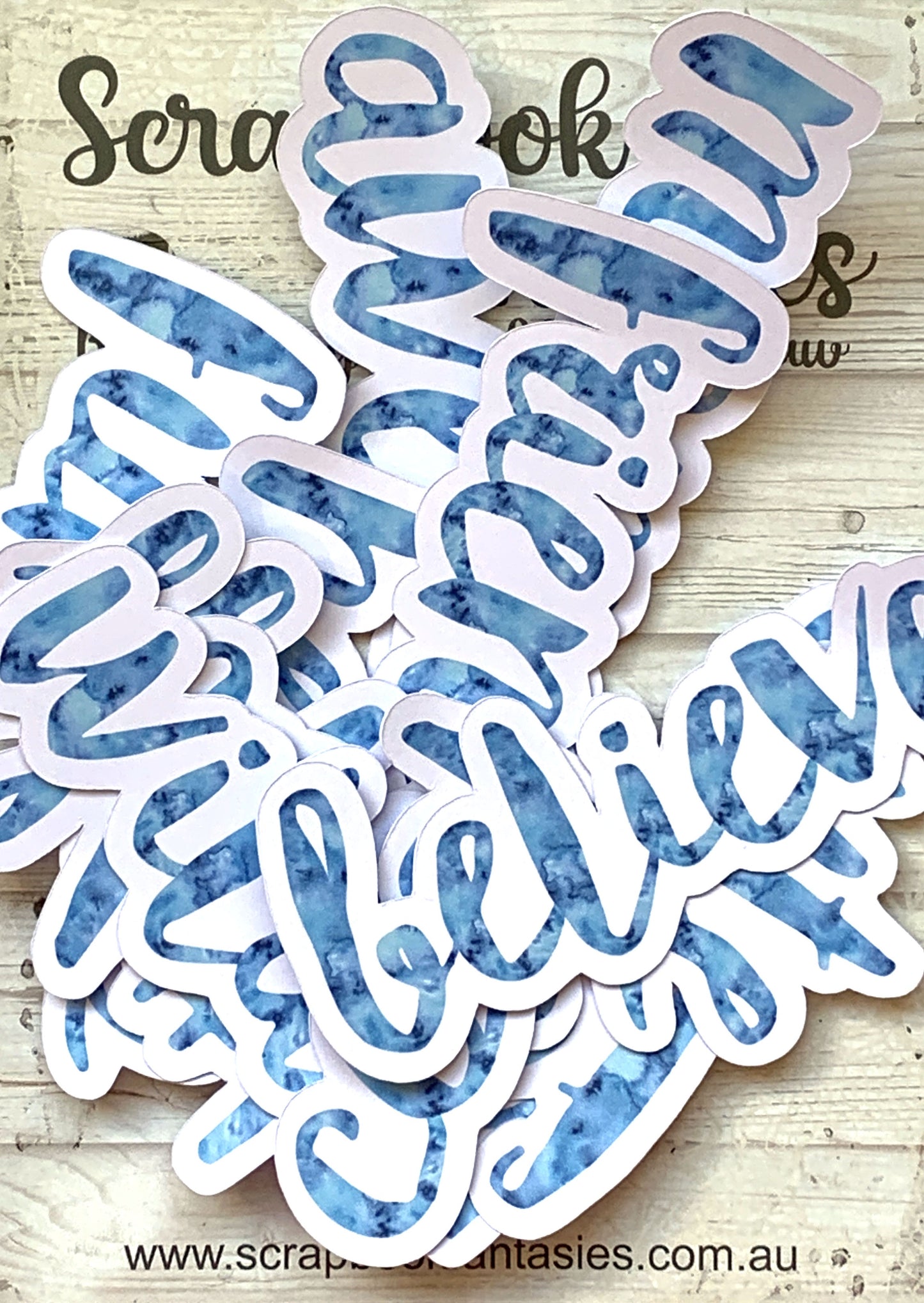 Colour-Cuts Words 1 - Denim Watercolour (13 pieces) Designed by Alicia Redshaw