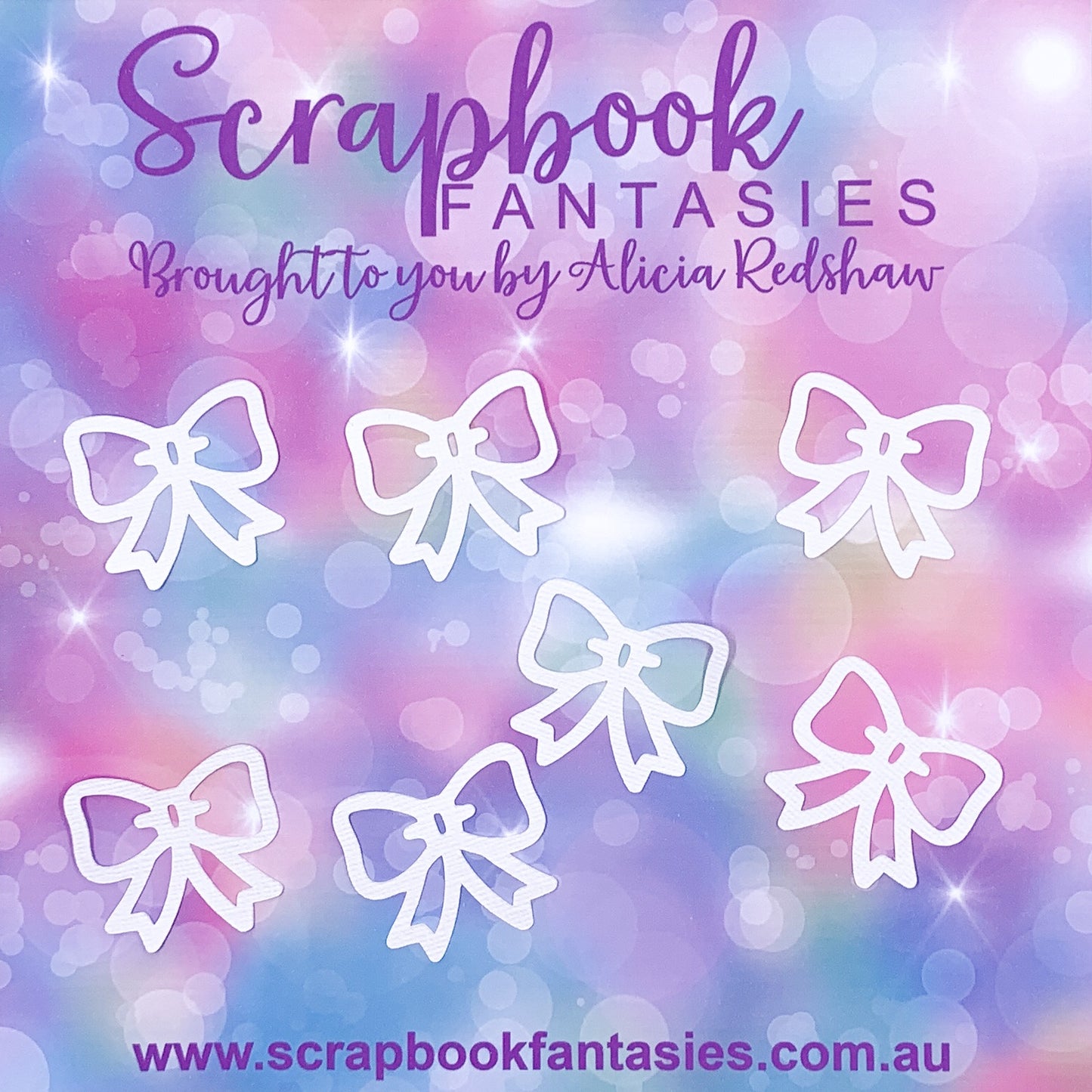 Dreamland - Mini-Mini Bows (7 pack) 1.5"x1.5" White Linen Cardstock Picture-Cut - Designed by Alicia Redshaw