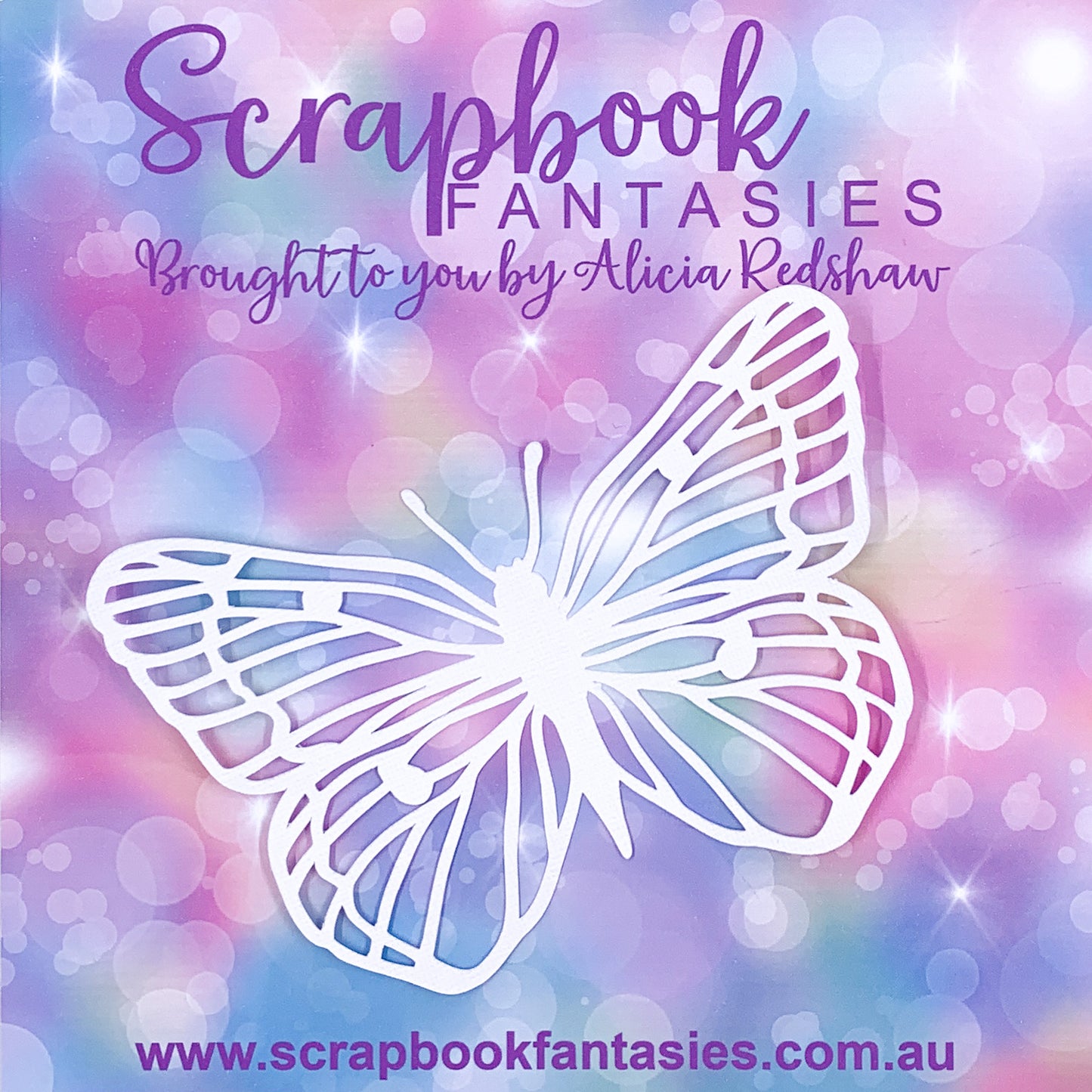 Devoted to Denim - Butterfly 3.75"x5.75" White Linen Cardstock Picture-Cut - Designed by Alicia Redshaw