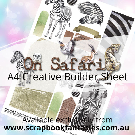 On Safari A4 Creative Builder Sheet - Zebra - Designed by Alicia Redshaw