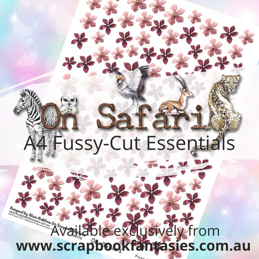 On Safari A4 Colour Fussy-Cut Essentials - Maroon Flowers 736702