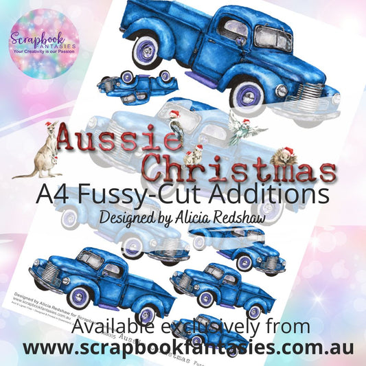 Aussie Christmas A4 Colour Fussy-Cut Additions - Blue Utes 888005