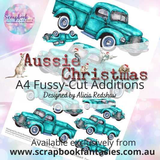 Aussie Christmas A4 Colour Fussy-Cut Additions - Teal Utes 888004