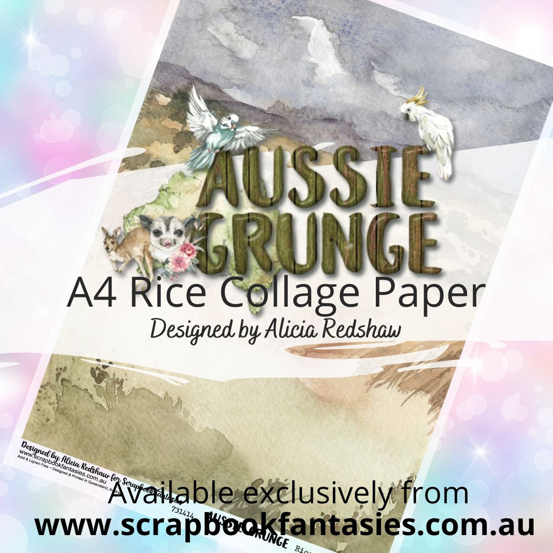 Aussie Grunge A4 Rice Collage Paper - Outback Scene 731414