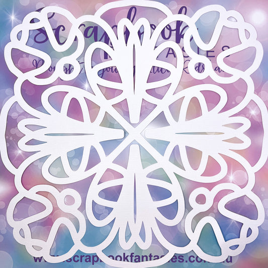 Naomi-Jon's January 2023 Mandala 11.75"x11.75" White Linen Cardstock Background-Cut - Designed by Naomi-Jon Redshaw