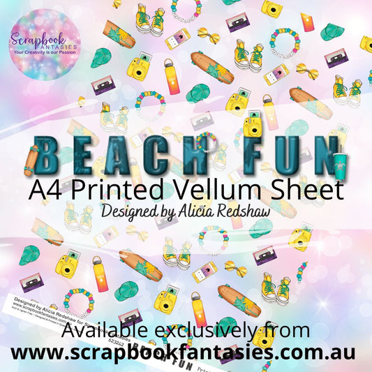 Beach Fun A4 Printed Vellum Sheet - Beach Fun Print 623242