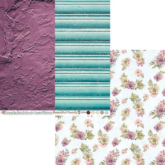 Beautiful Family 12x12 Double-Sided Patterned Paper 4 - Designed by Alicia Redshaw Exclusively for Scrapbook Fantasies