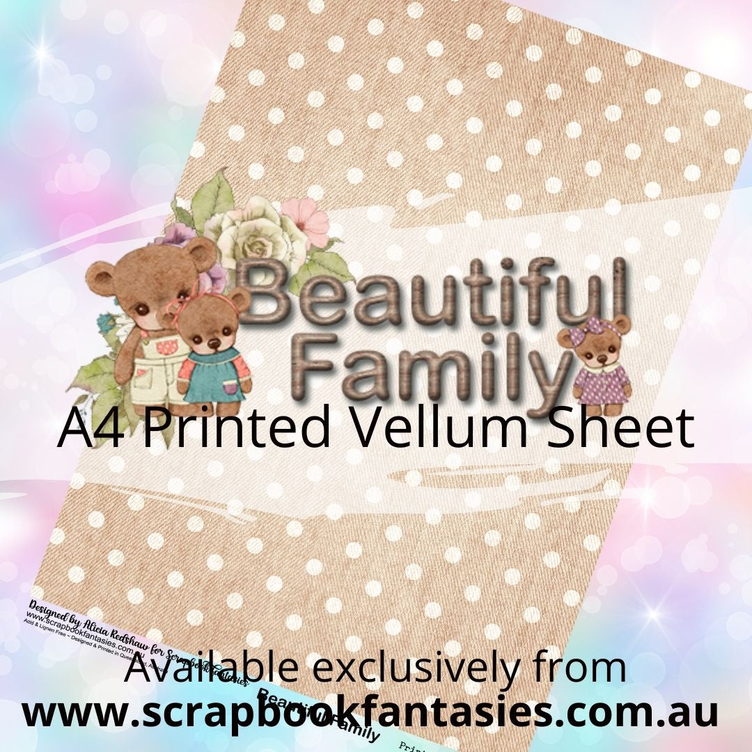 Beautiful Family A4 Printed Vellum Sheet - Beige Spots Pattern 13172