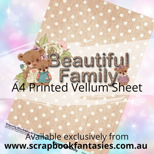 Beautiful Family A4 Printed Vellum Sheet - Beige Spots Pattern 13172