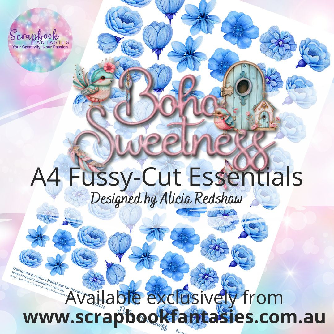 Boho Sweetness A4 Colour Fussy-Cut Essentials - Blue Flowers 372416