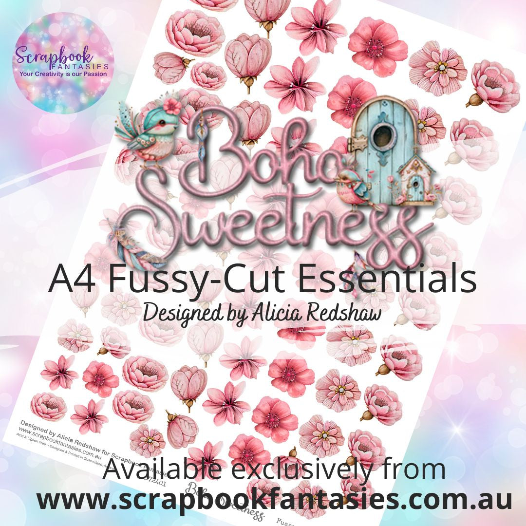 Boho Sweetness A4 Colour Fussy-Cut Essentials - Pink Flowers 372401