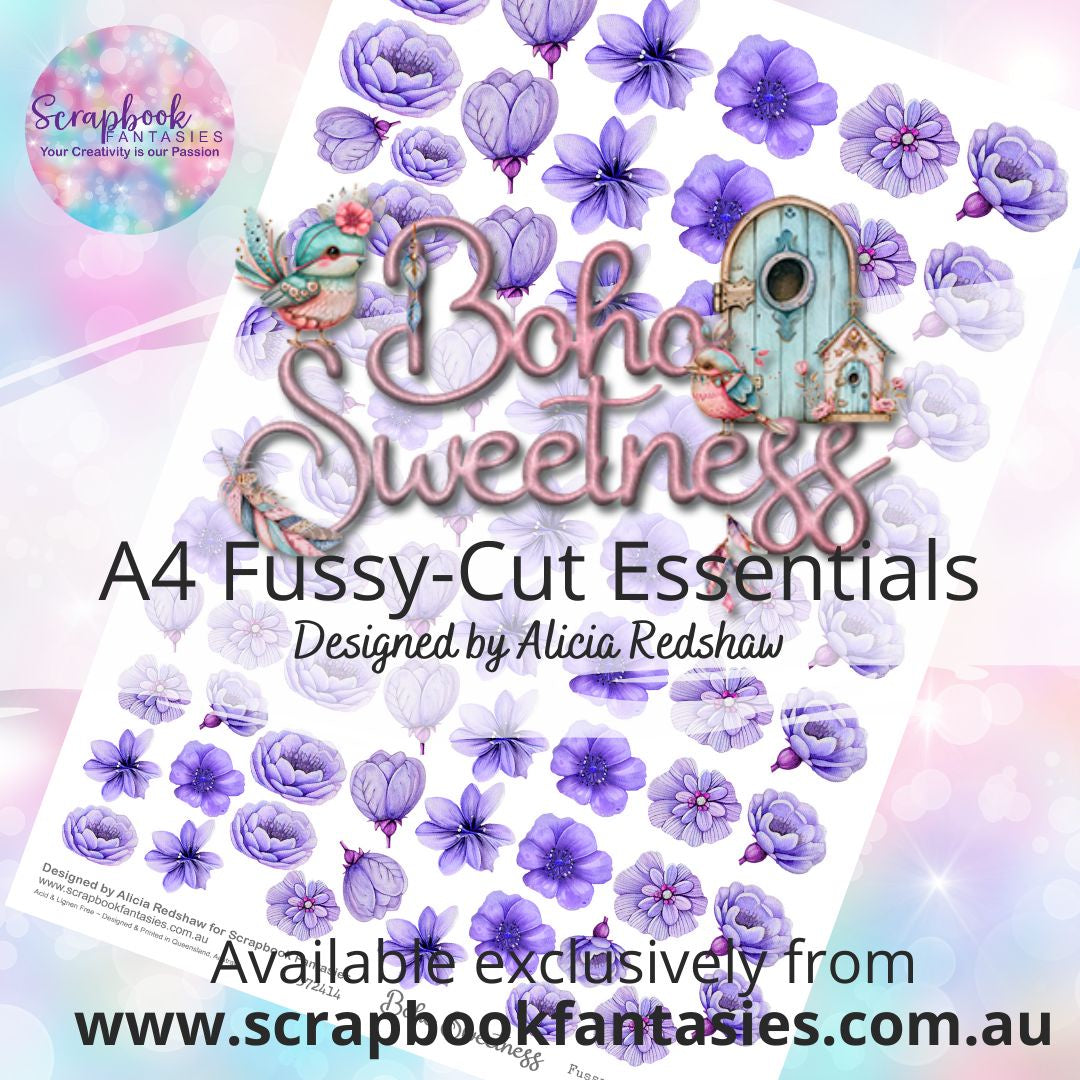 Boho Sweetness A4 Colour Fussy-Cut Essentials - Purple Flowers 372414