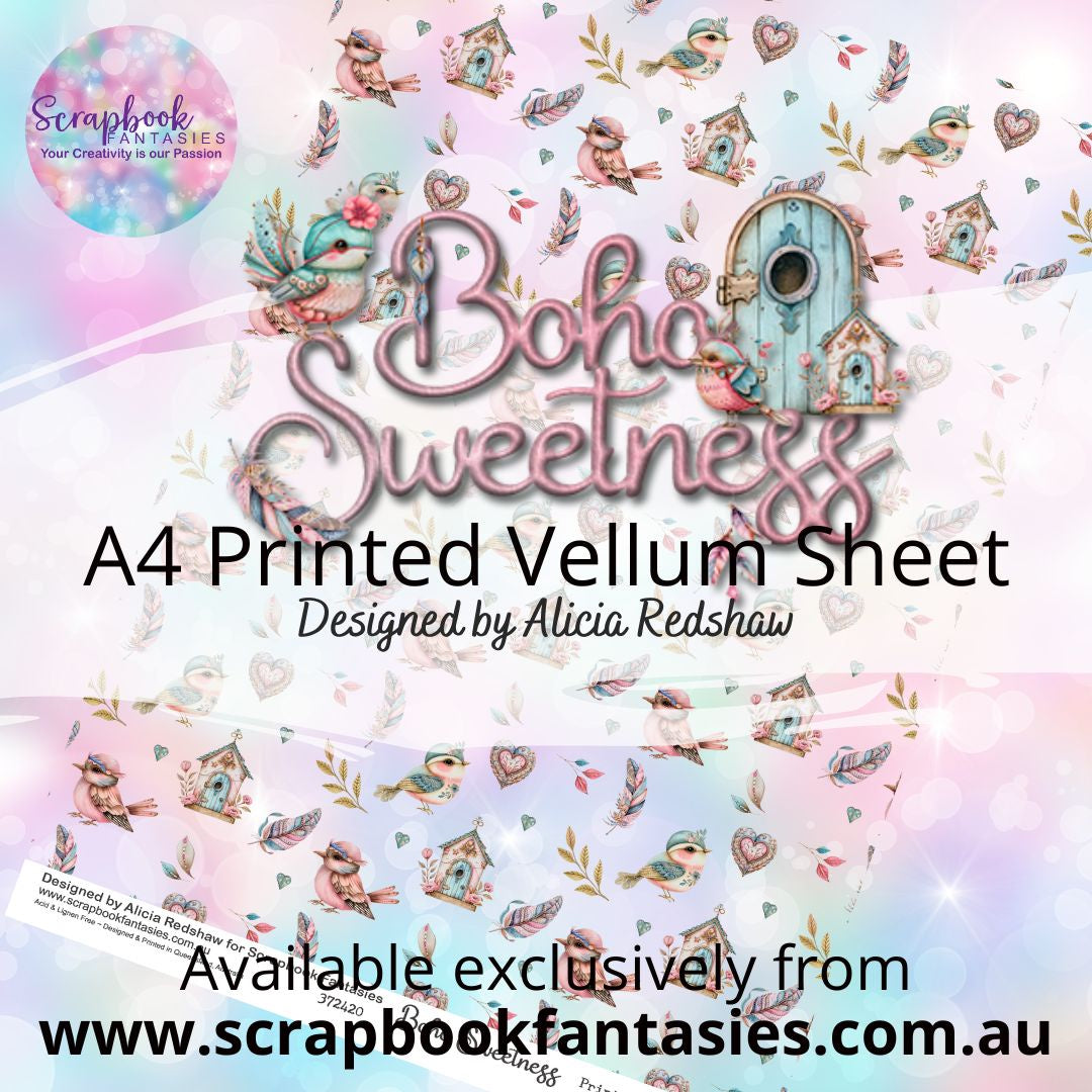 Boho Sweetness A4 Printed Vellum Sheet - Pretty Pattern 372420