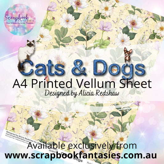 Cats & Dogs A4 Printed Vellum Sheet - Floral Pattern 1 223207