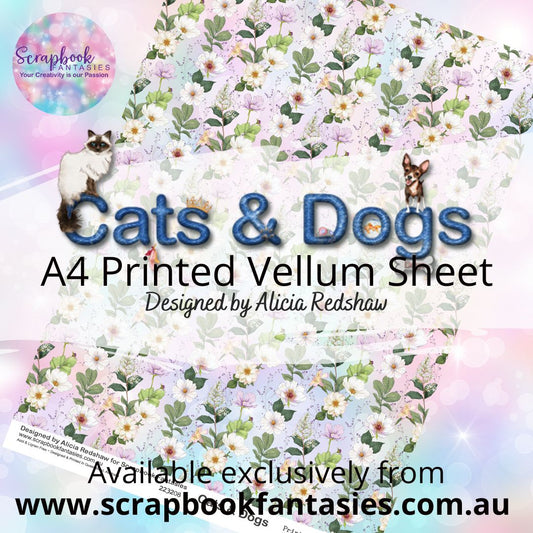 Cats & Dogs A4 Printed Vellum Sheet - Floral Pattern 2 223208