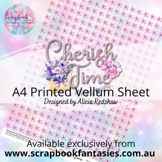 Cherish Time A4 Printed Vellum Sheet - Flower Print 286205