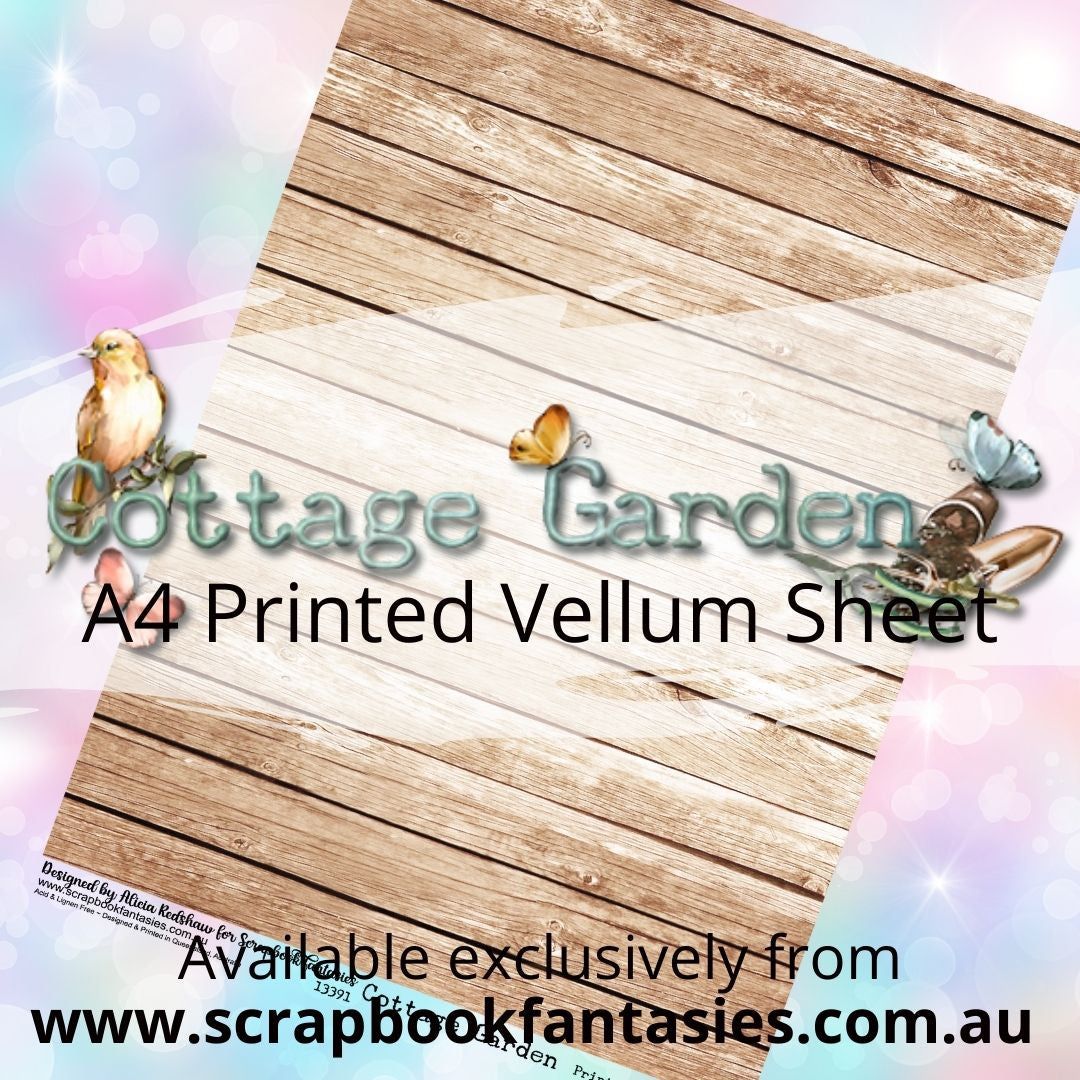 Cottage Garden A4 Printed Vellum Sheet - Honey Timber 13391