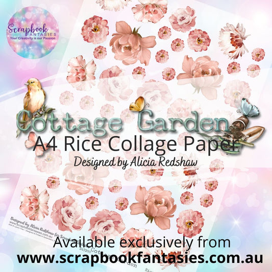 Cottage Garden A4 Rice Collage Paper - Pink Flowers 247200