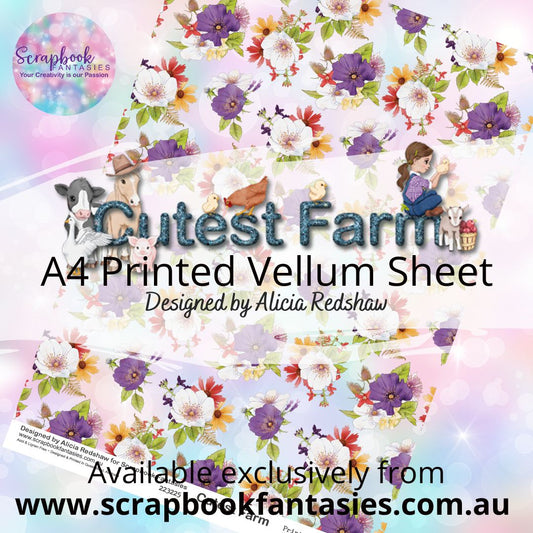Cutest Farm A4 Printed Vellum Sheet - Bouquet Pattern 233225