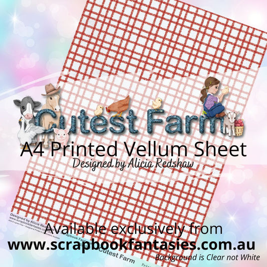 Cutest Farm A4 Printed Vellum Sheet - Red Check 233221