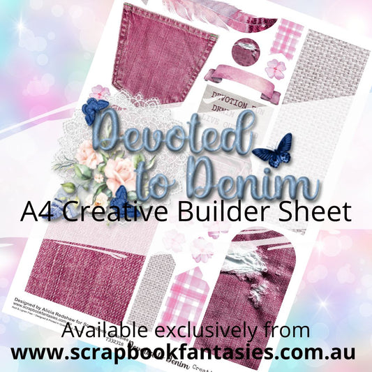 Devoted to Denim A4 Creative Builder Sheet - Pink - Designed by Alicia Redshaw