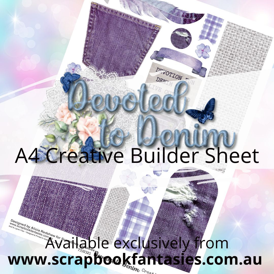 Devoted to Denim A4 Creative Builder Sheet - Purple - Designed by Alicia Redshaw