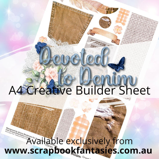 Devoted to Denim A4 Creative Builder Sheet - Sepia - Designed by Alicia Redshaw