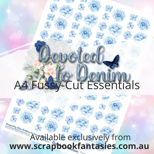 Devoted to Denim A4 Colour Fussy-Cut Essentials - Blue Flowers 7332311