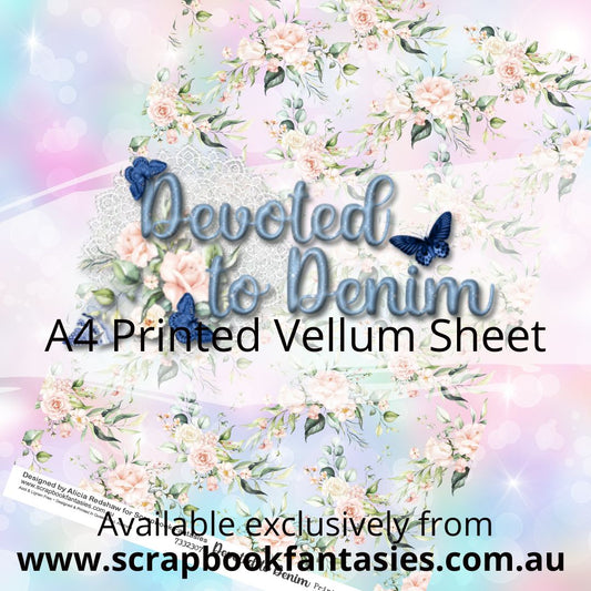 Devoted to Denim A4 Printed Vellum Sheet - Floral Print 7332307