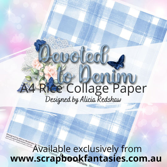 Devoted to Denim A4 Rice Collage Paper - Blue Plaid