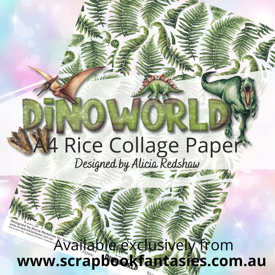 DinoWorld A4 Rice Collage Paper - Fern Pattern