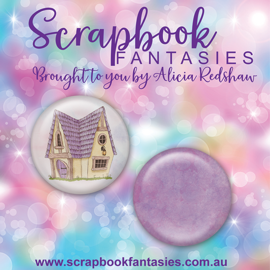 Dreamland Flair Buttons [1"] - Purple Fairy House & Pattern (2 pieces) Designed by Alicia Redshaw