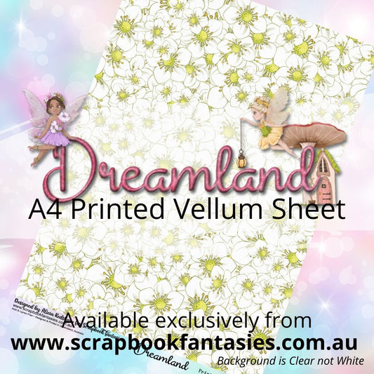 Dreamland A4 Printed Vellum Sheet - Strawberry Flowers 13173