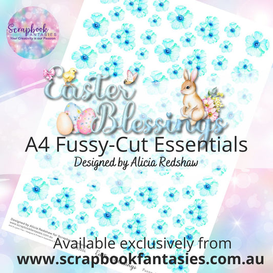 Easter Blessings A4 Colour Fussy-Cut Essentials - Aqua Flowers 8733224