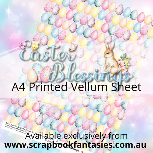 Easter Blessings A4 Printed Vellum Sheet - Easter Eggs 8733208