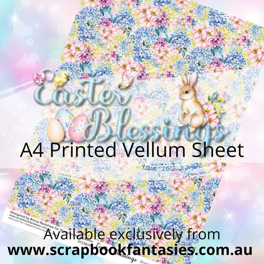 Easter Blessings A4 Printed Vellum Sheet - Floral Pattern 8733209